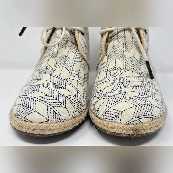 TOMS Desert Wedge Ink Sashiko Espadrilles Ankle Booties Size 7.5 - Picture 3 of 12